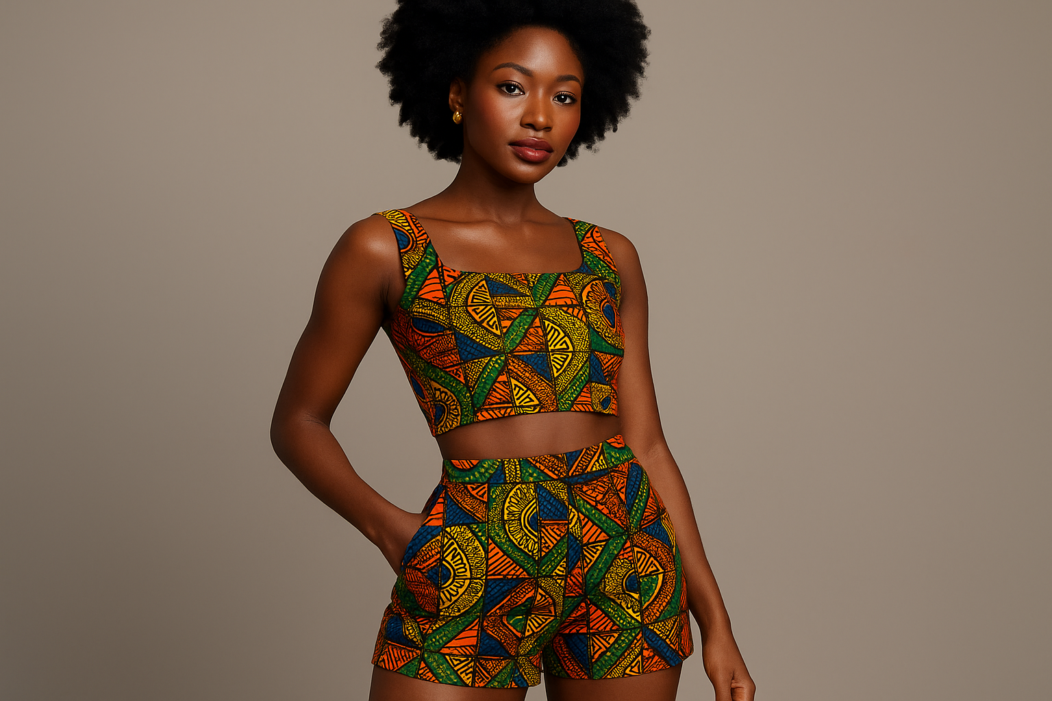 Crop top and short pants two piece set