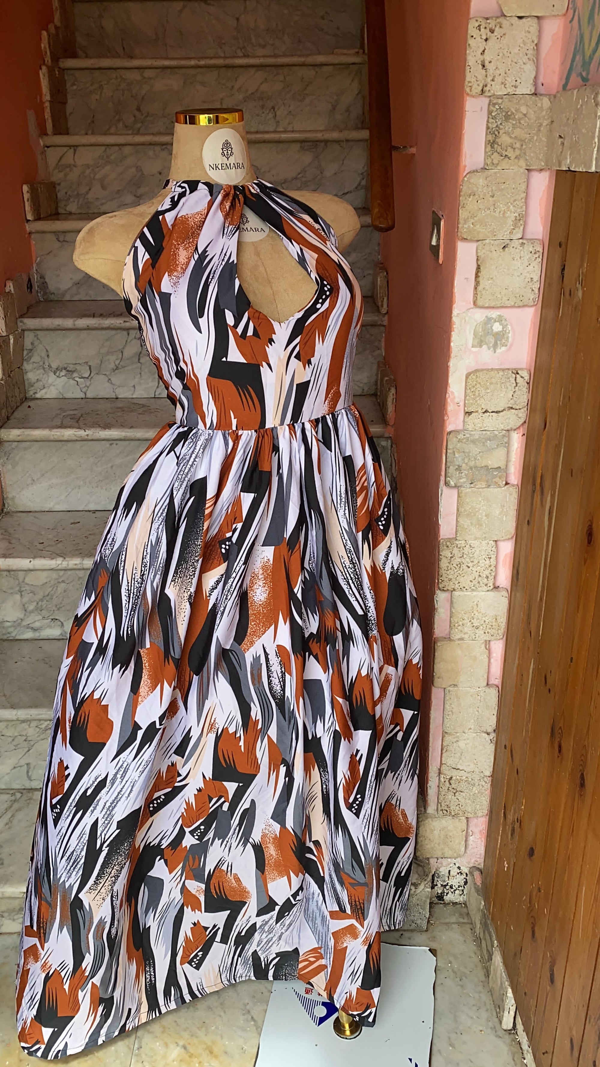 Couples Matching outfit- bold Abstract Print  – Dress & Shirt
