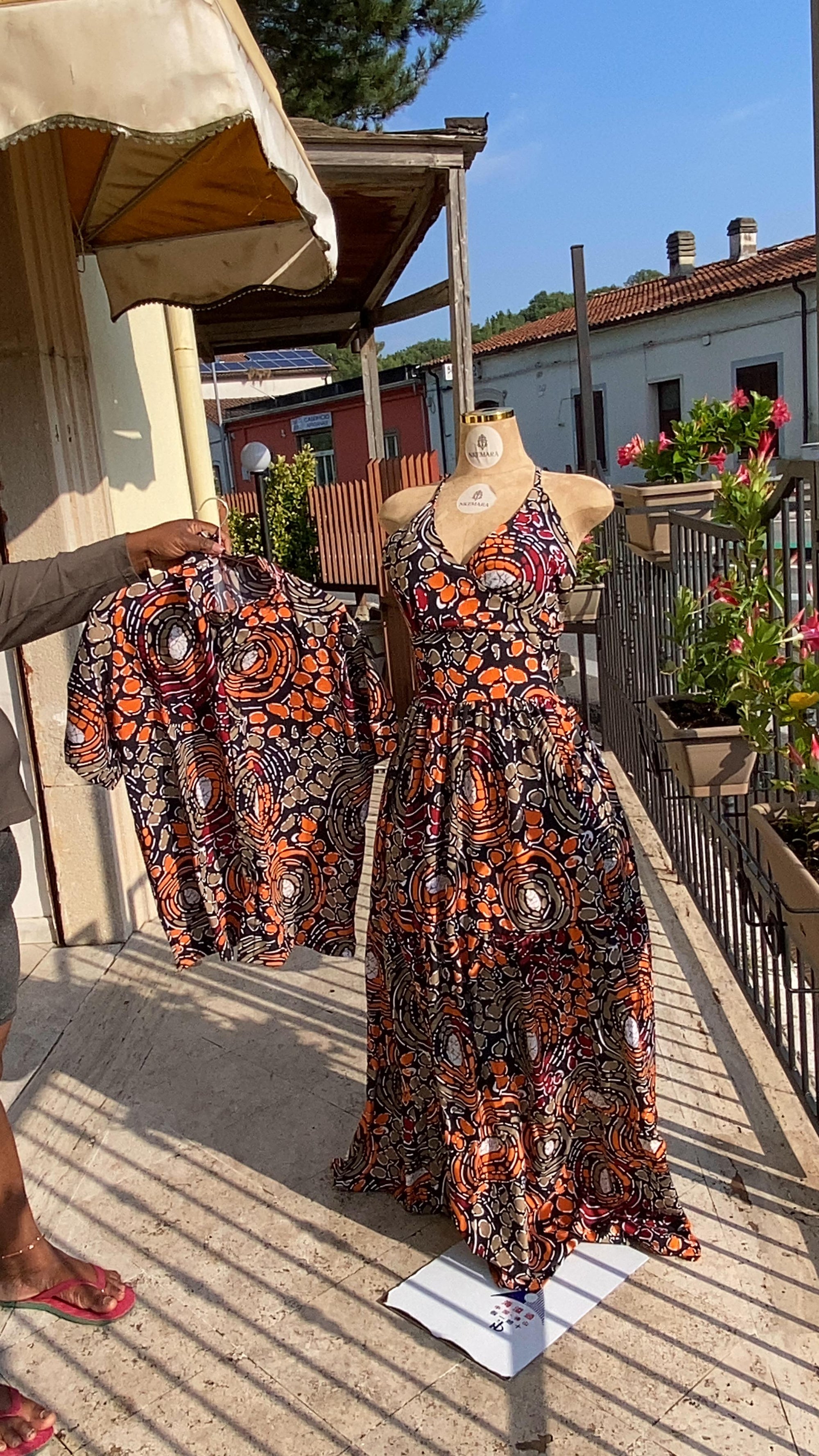 Couples Matching Outfit – Ankara Print Maxi Gown & Shirt