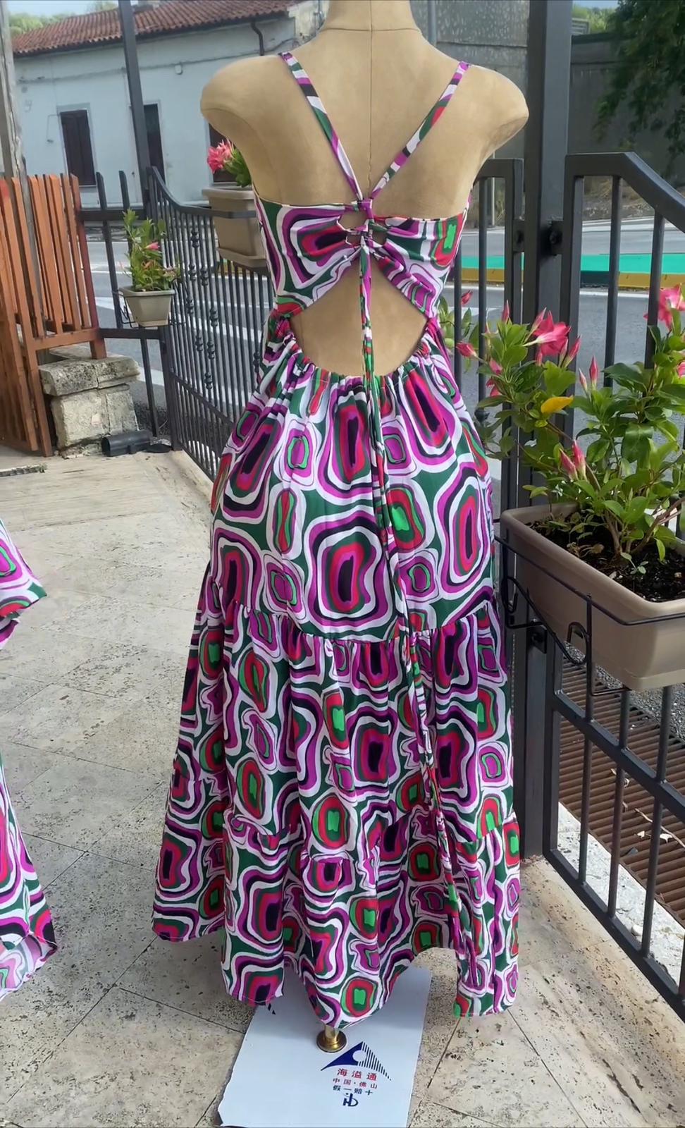 Couples Matching Outfit – Colorful Print Dress & Shirt Set